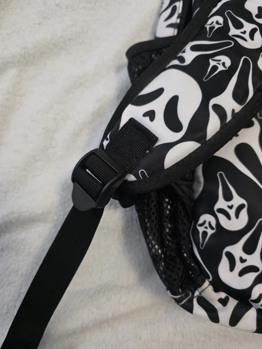 Black & White Ghost Face Pattern Full Size Backpack
